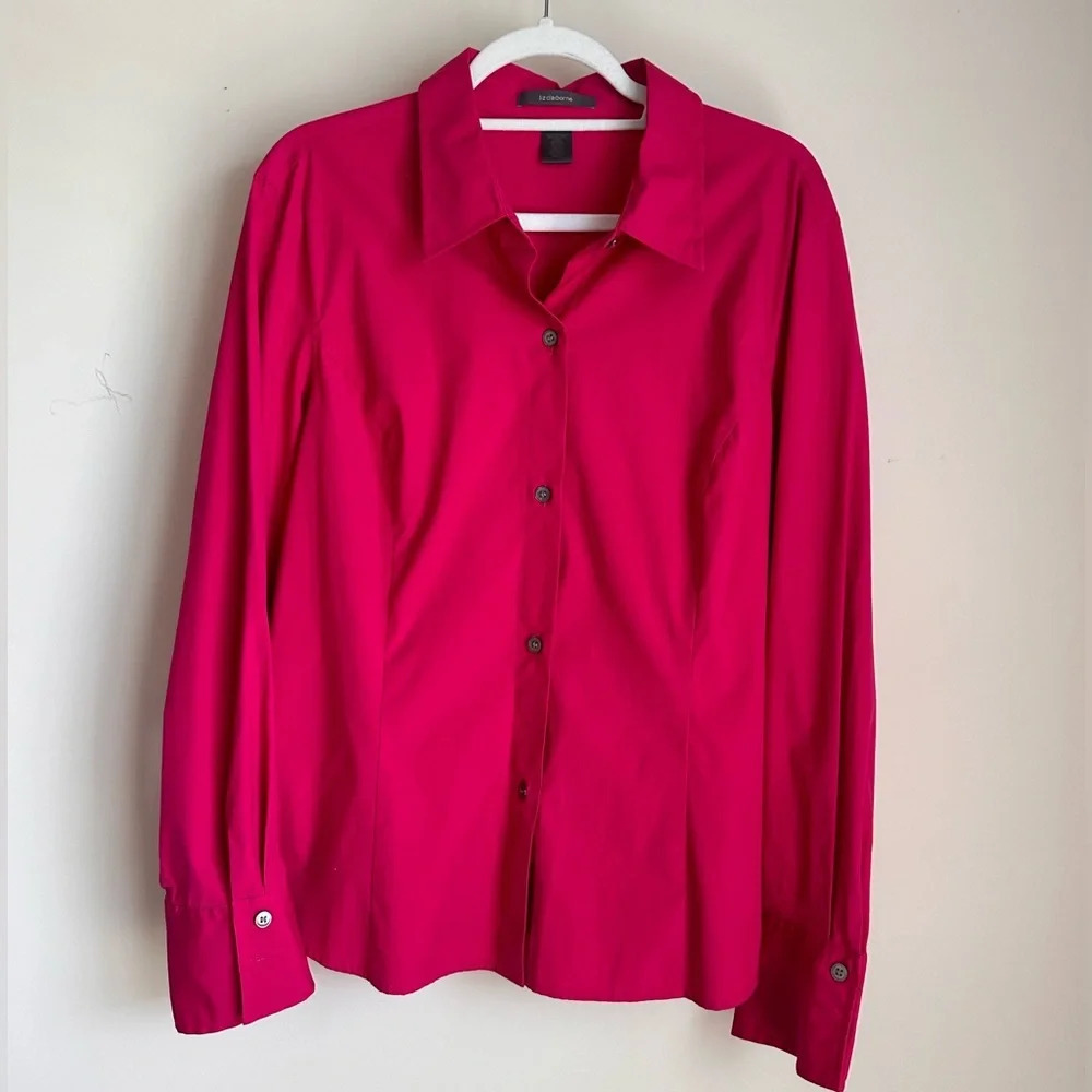 Liz Claiborne Fuchsia Button-Down Shirt - Size 16
